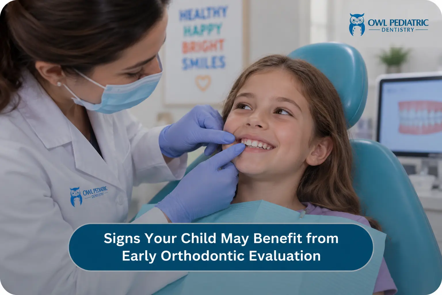 Child receiving an early orthodontic evaluation at dentist